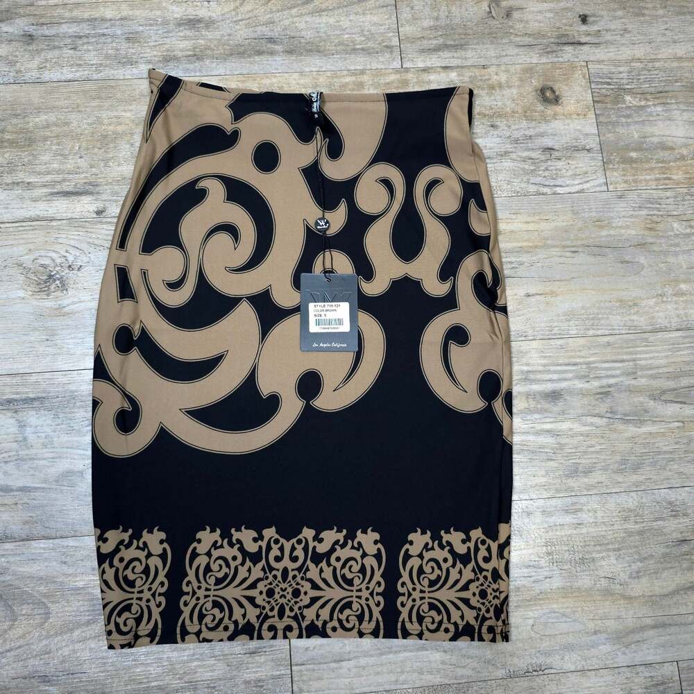 White Mark Brown and Black Pencil Skirt